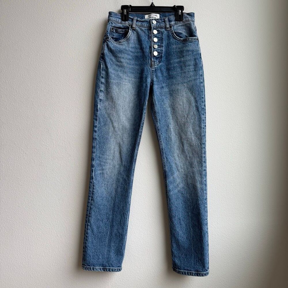 Reformation Size 26 Liza Blue Organic Denim Exposed Button Fly Straight Jeans